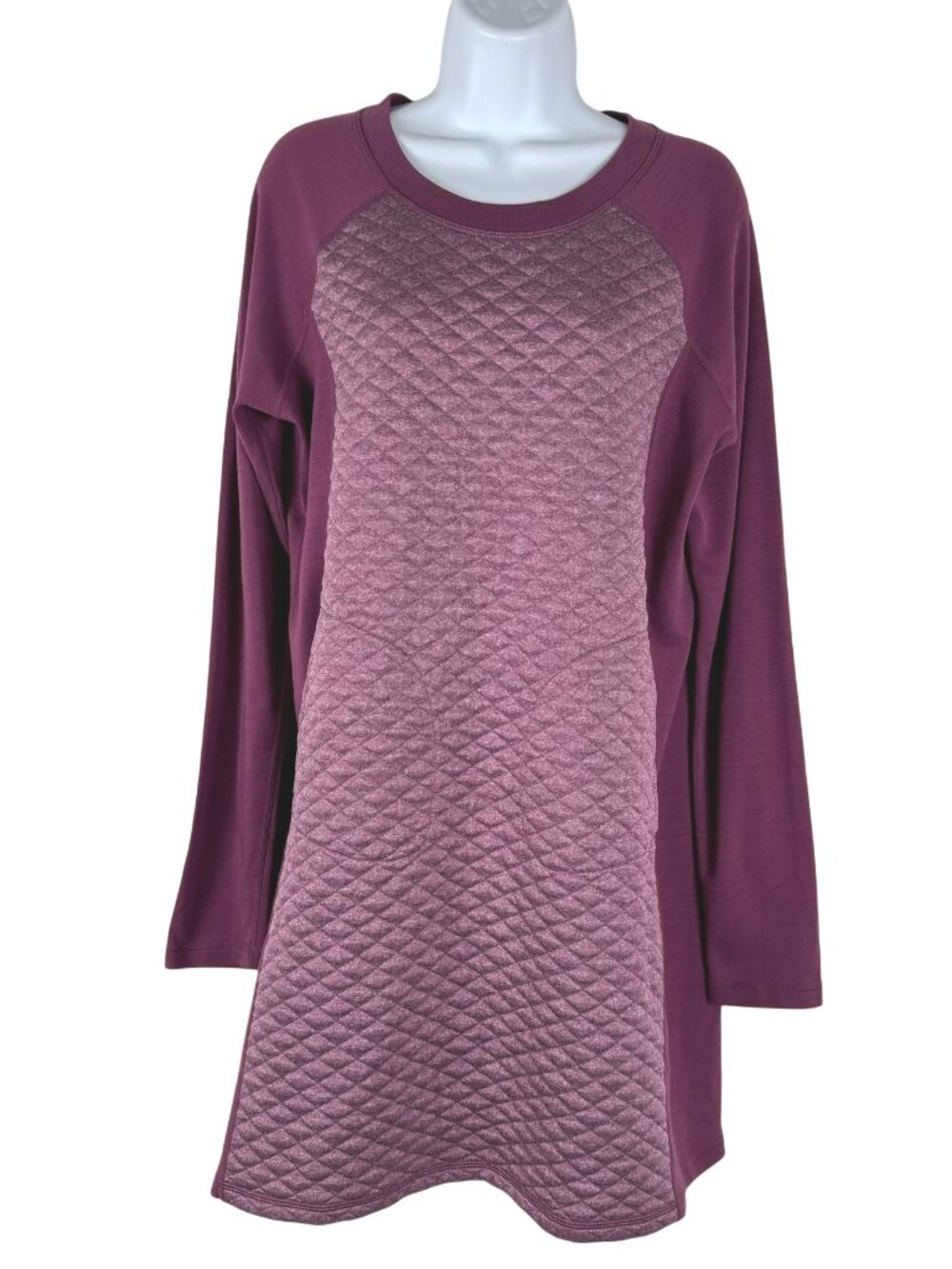 Smartwool Diamond Peak Quilted Dress Large Merino Wool Blend Purple DR-1955
